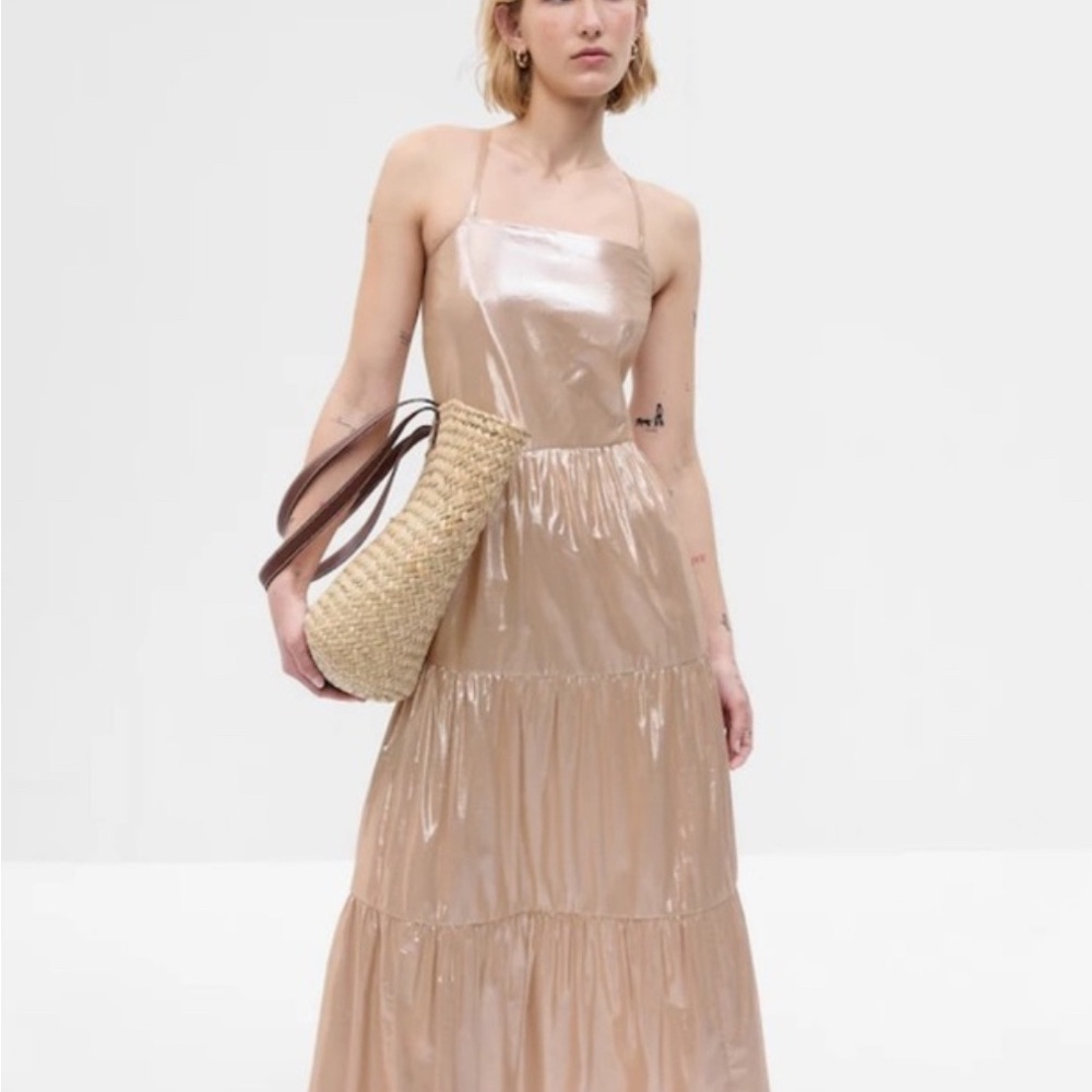 Gap metallic rose maxi dress